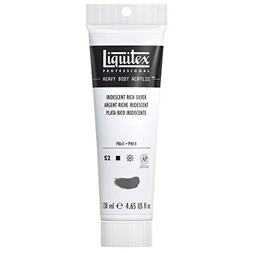 Liquitex 4417239 Professional Heavy Body acrylverf in kunstenaarskwaliteit met uitstekende lichtechtheid en boterachtige consistentie, - 138ml Tube, Iridescent Rich Silver