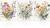Ibenzoa® Aquarel Wilde Bloemen Canvas Kunst Set van 3