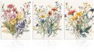Ibenzoa® Aquarel Wilde Bloemen Canvas Kunst Set van 3