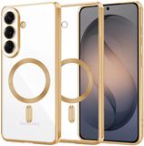 Techsuit Hoesje geschikt voor Samsung Galaxy S26 - Luxury Crystal Back Cover - Geschikt voor MagSafe - Transparant/Goud
