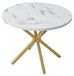 Table à manger - Ronde - Ø 110 cm - Plateau en plastique - Piètement en métal - Design minimaliste et moderne - Marron chocolat