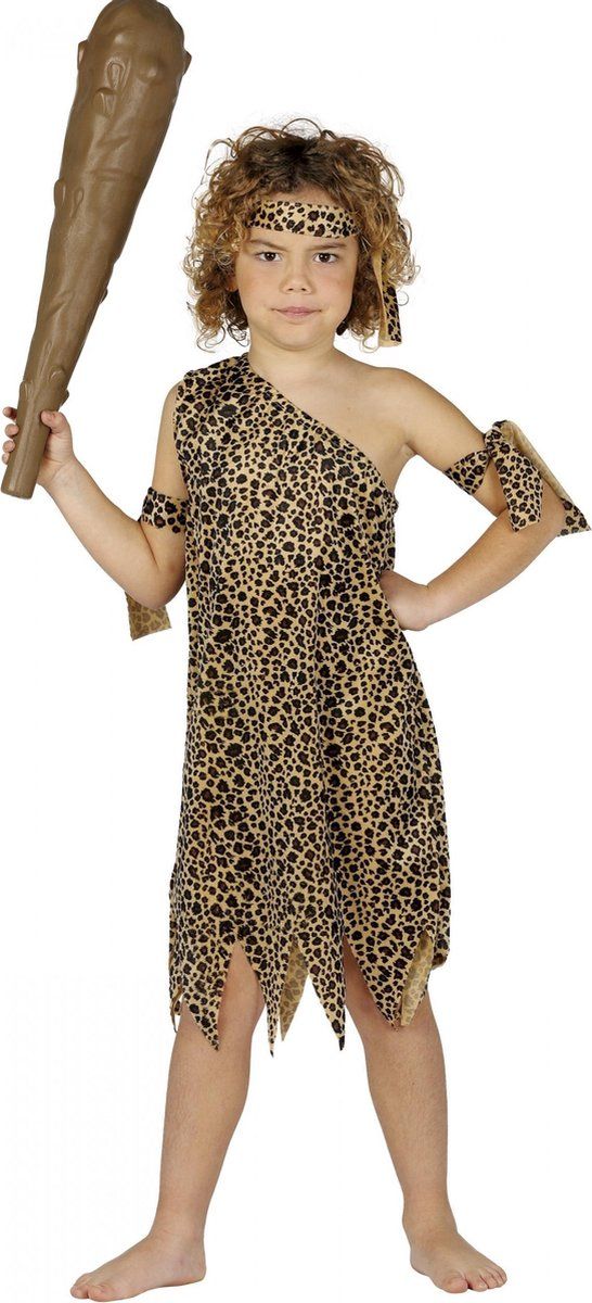 Guirca Holbewoner Kostuum voor Kinderen 5-6 Jaar - Bruin - Polyester