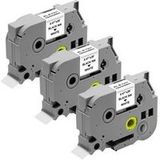 Phonillico® Set van 3 witte linten compatibel Brother P-touch TZe-231 - Label 12 mm x 8 m