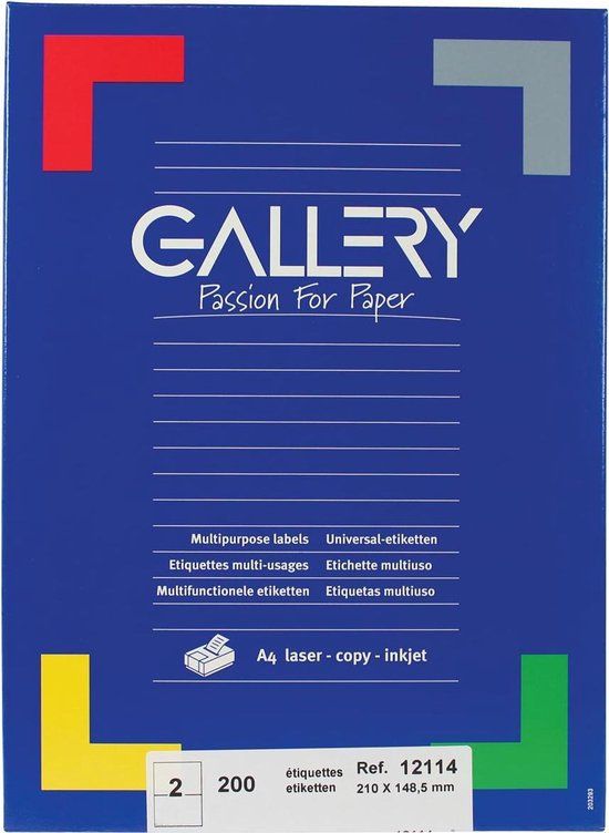 Gallery witte etiketten 210 x 148,5 mm - 200 etiketten