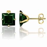 LGT JWLS Lookinggoodtoday LGT JWLS Classic Stud Oorbellen Vierkant - Groen Goud-8mm