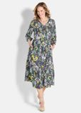 Goldner Bedrukte jurk Elegante viscose jurk met trapjesrok