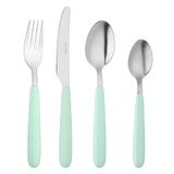 Grunwerg Bistro bestek, 24-delig, 18/0 roestvrij staal, afgerond handvat, blauw