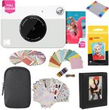KODAK Printomatic Instant Camera (grijs) geschenkbundel + Zinkpapier (20 vellen) + Deluxe Case + 7 leuke stickersets + Twin Tip Markers + fotoalbum + hangende lijsten.