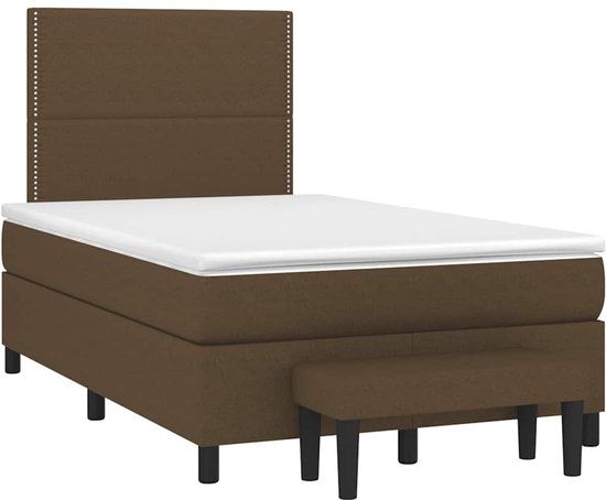 vidaXL Boxspring met matras stof donkerbruin 120x190 cm