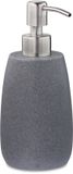 Merkloos Relaxdays Zeeppompje - 300 ml - Rond - Navulbaar - Polyresin - RVS - Grijs