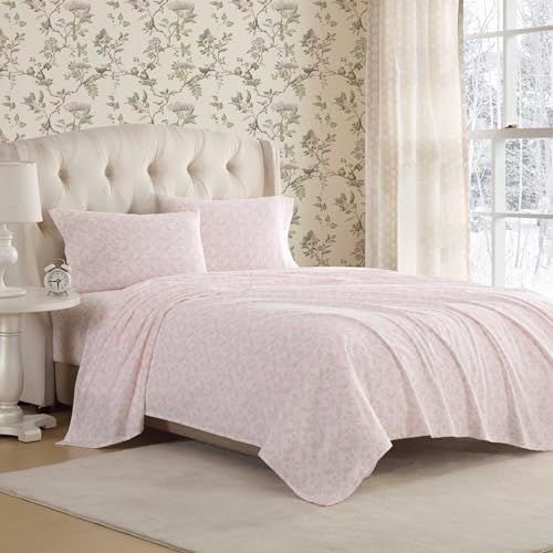 Laura Ashley Antoinette Roze Eenpersoons Beddengoedset Katoenflanel