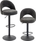 HOMCOM Barstoelen Set van 2 Donkergrijs Stof 48 x 49,5 x 110 cm