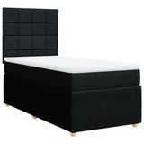 vidaXL Boxspringbed met matras, stof, zwart, 90x200 cm