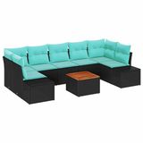 vidaXL Tuinbank Set Zwart Poly Rattan