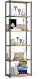 Akord Open Boekenkast, Ladderkast, Industrieel Design / Vakkenkast met 6 Planken / Opbergplank / Boekenrek Opslagrek / Zwart - Artisan Eik / 60 x 192 x 32 cm