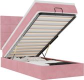 vidaXL Lit plateforme avec matelas et éclairage LED, rose, 100x200 cm, velours