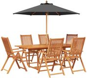 vidaXL Buiten Eetset met Parasol 8 st Anthraciet en Natuurlijk