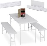 Merkloos Relaxdays Biertafel Set 3-delig Kunststof Metaal Wit Inklapbaar