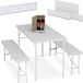 Merkloos Relaxdays Biertafel Set 3-delig Kunststof Metaal Wit Inklapbaar
