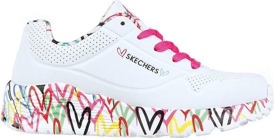 Skechers Uno Lite Meisjes Sneakers - Wit/Multicolour - Maat 36