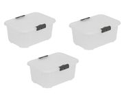 BranQ Home Essential VELUR Universele bewaardoos met deksel VELUR, set van 3, 8 l, BPA-vrije kunststof (polypropeen), transparant