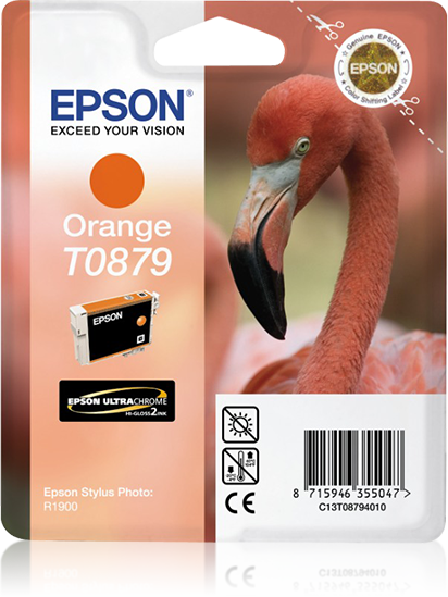 Epson Flamingo inktpatroon Orange T0879 Ultra Gloss High-Gloss 2 single pack / oranje