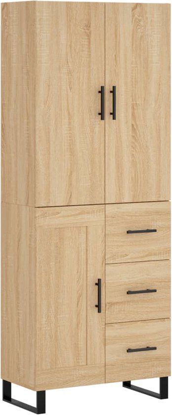 vidaXL Hoge kast 69,5x34x180 cm bewerkt hout sonoma eikenkleurig