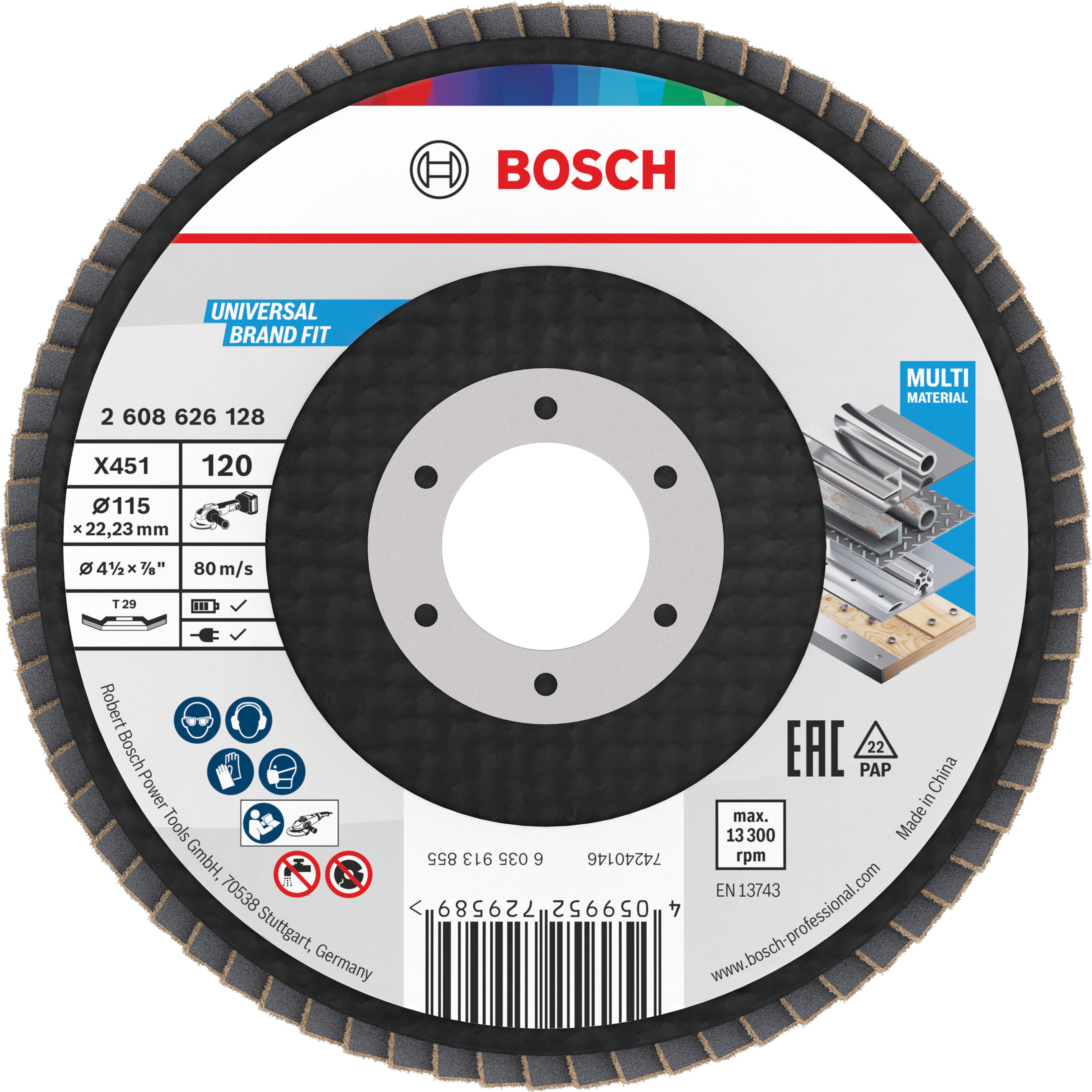 Bosch Accessoires X451 Lamellenschuurschijf | 115 x 22,23 mm | G120 | T29 - 2608626128