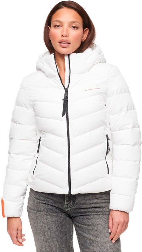 Superdry Microfibre Gevoerde Jas - Wit - XS - Vrouw