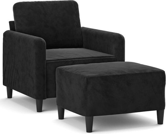 vidaXL Fauteuil met voetenbank 60 cm fluweel zwart