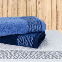 Frottana Geometry handdoek Blauw 50 x 100 cm