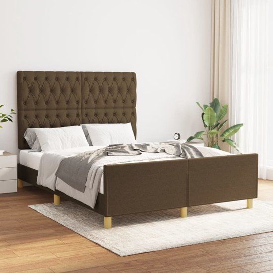 vidaXL Bedframe Stof Donkerbruin 140x190 cm