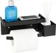Unyqoos® Toiletpapierhouder Noir met zelfklevende montage en handige opbergrek