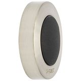 WAGNER Design muur deurstopper SCREW OR GLUE/schroef of lijm - diameter Ø 38 x 10 mm, geborsteld metaal, inox look, thermoplastisch rubber zwart- 15514001