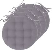 Atmosphera Tuinstoelkussens - 4x - grijs - katoen - 38 x 38 x 6.5 cm - wicker zitkussen rond