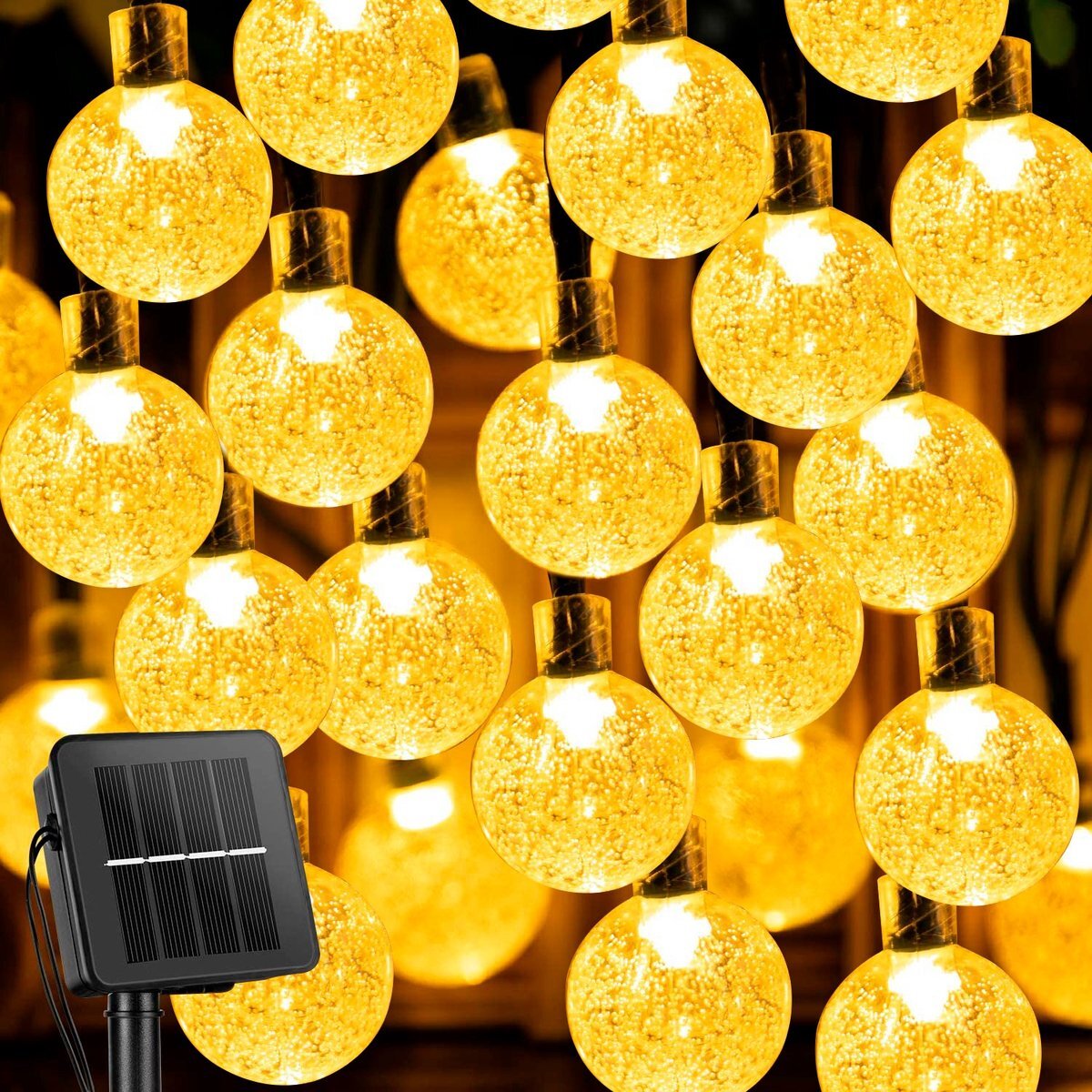 Homèlle Solar lichtsnoer - 100 LED - 10 + 2 meter - Warm-wit - ø2cm - Tuinverlichting op zonne-energie - Kerstverlichting - Buitenverlichting - Lichtslinger - Lampjes slinger - Cristal