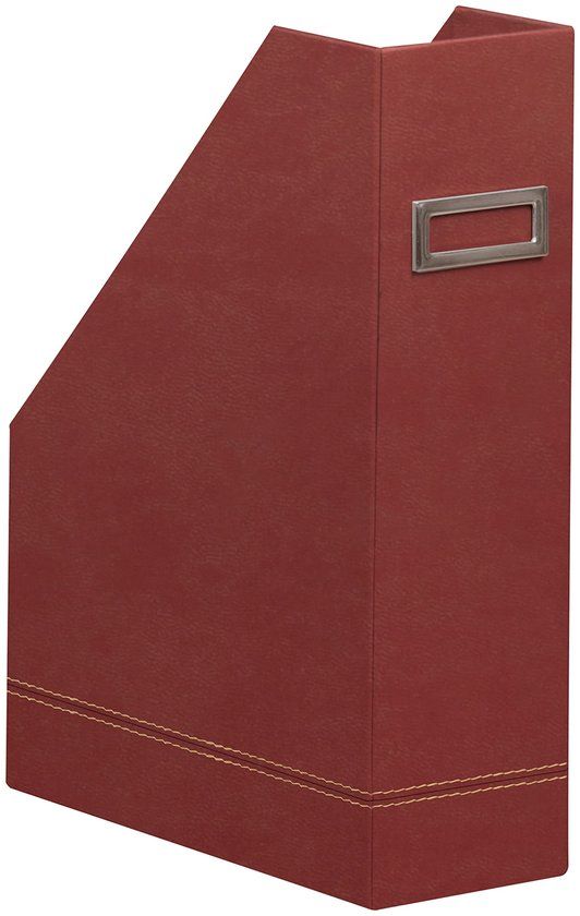 Rhodia 194543C - Tijdschriftencassette 10x25x31 cm, elegant imitatieleer, ideaal voor kranten en documenten, 1 stuk, Nacarat Rood