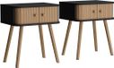 Vicco Germo Table de chevet – Set de 2 anthracite/bambou