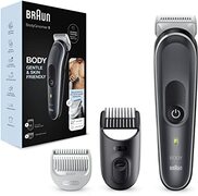 Braun Body Groomer 5, Manscape Tool voor mannen met SkinShield-technologie, gevoelige kam, nat en droog, 100% waterdicht, UK 2-pins stekker, BG5350, grijs/wit