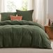 TRANKIELO® - Beddengoedset 240 x 220 cm - Olijfgroen, Zachte Polyester Microvezel met Ritssluiting - 3-delig