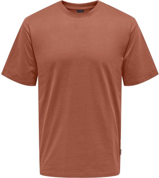 ONLY & SONS ONSFRED T-shirt Heren Korte Mouw Ronde Hals Katoen Regular Fit Effen Rustic Brown M