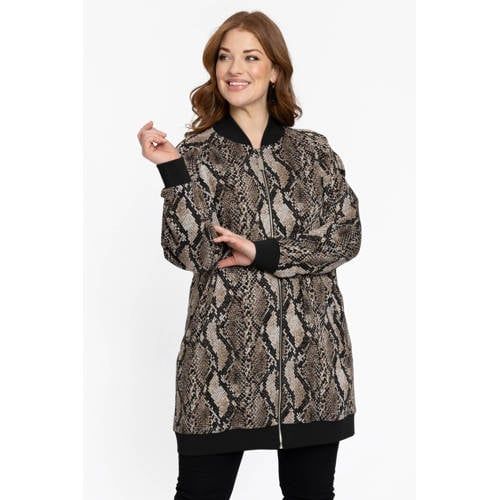 YOEK vest met dierenprint zwart/bruin