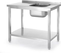 HENDI Spoeltafel met schap – robuust roestvast staal – wasbak rechts – 800x600x850 mm