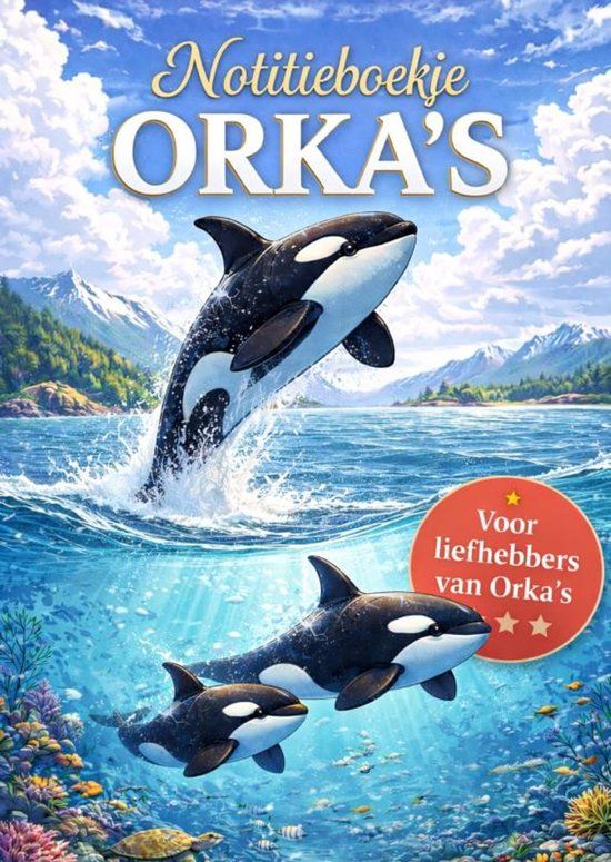 Notitieboekje, Bookmundo Notitieboekje, Orka's, 50 pagina's, Lijn, Wit/Zwart/Blauw