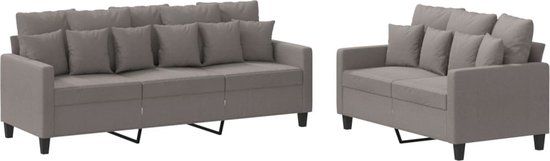vidaXL 2-delige Loungeset met kussens stof taupe
