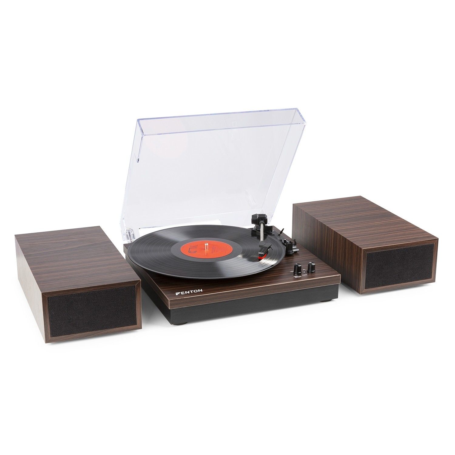 Fenton RP165D Retro Platenspeler met Bluetooth en Speakers - Hout