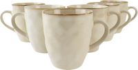 OTIX Theemokken - 300ML - Koffiekopjes met oor - set van 6 - Beige - Grote Mok - Keramiek - MAPLE