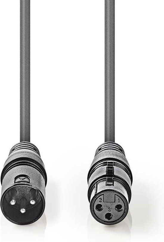 Nedis DMX-Adapterkabel - XLR 3-Pins Male - XLR 3-Pins Female - 5m - Donkergrijs