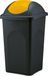 BigDean Poubelle, grand, 60 litres - noir - avec couvercle à charnière, jaune - en plastique