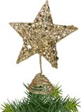 Gerimport Kerstboompiek - Ster - Kunststof - Goud Glitter - 25 cm